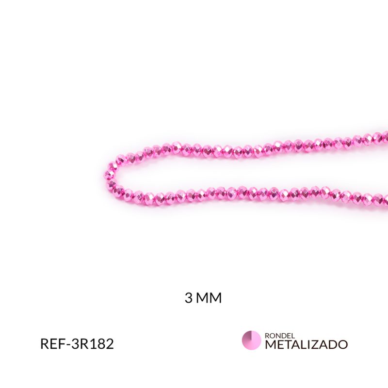 Rondel metalizada fucsia claro 3mm / x sarta / Ref-3R182 / Ref-3R182