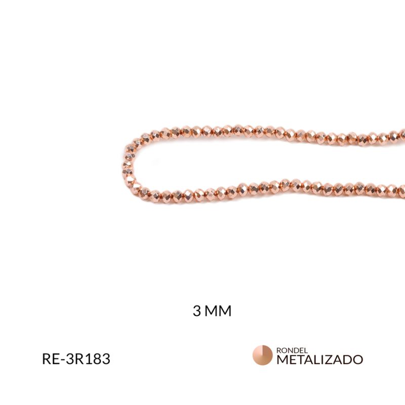 Rondel metalizada cobre rosado 3mm / x sarta / Ref-3R183 / Ref-3R183