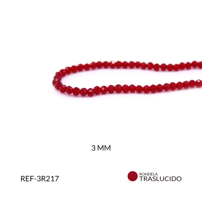 Rondela traslucido rojo 3mm / x sarta / Ref-3R217  / Ref-3R217 