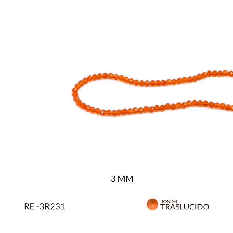 Rondel traslucido naranja rojizo 3mm / x sarta / Ref-3R231 / Ref-3R231