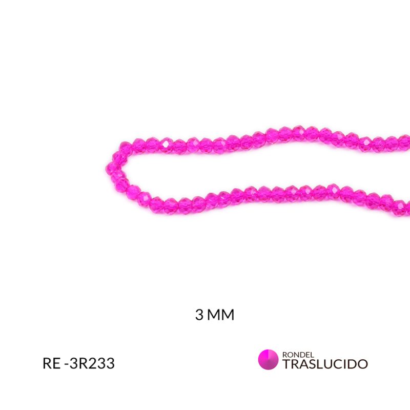 Rondel traslucido fucsia 3mm / x sarta / Ref-3R233 / Ref-3R233