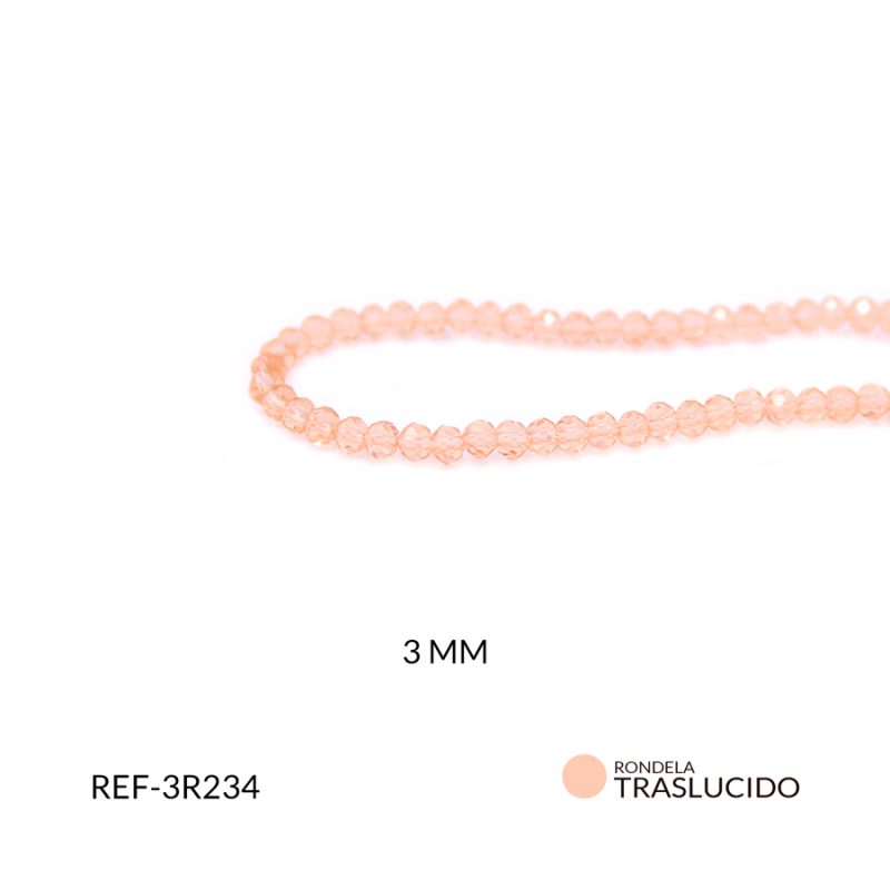 Rondela traslucido salmón claro 3mm / x sarta / Ref-3R234