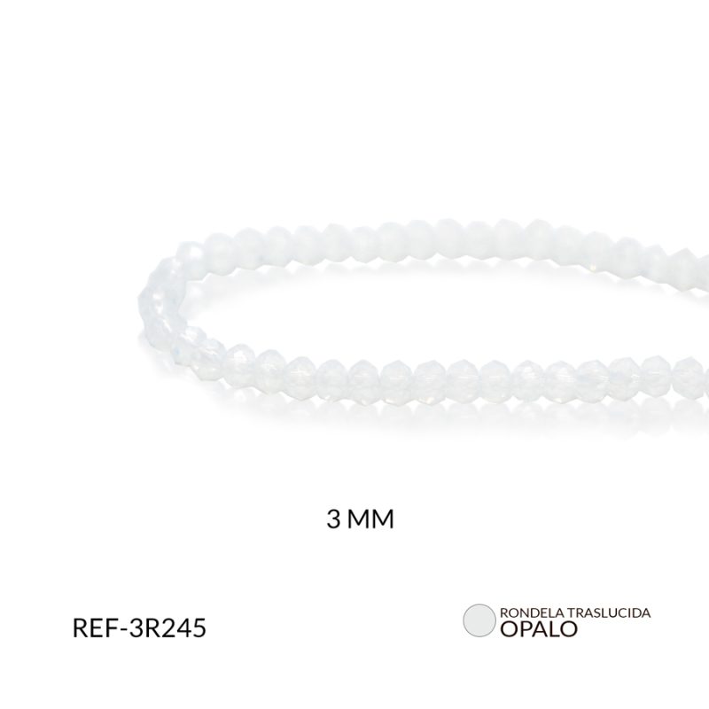 Rondela Traslucida 3mm opalo / x sarta / Ref-3R245 / Ref-3R245