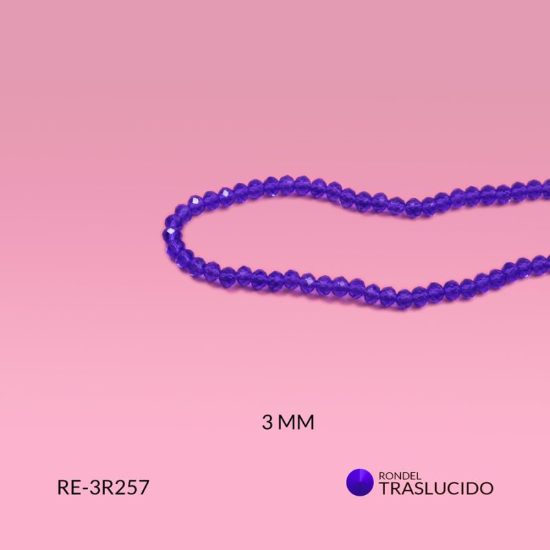 Rondel traslucido azul rey 3mm / x sarta / Ref-3R257 / Ref-3R257
