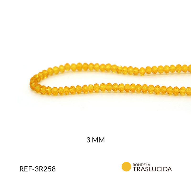 Rondela Traslucida 3 mm color amarillo quemado / x sarta / Ref-3R258