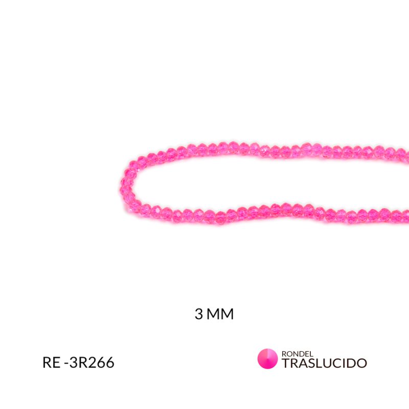 Rondel traslucido fucsia fluorecente 3mm / x sarta / Ref-3R266 / Ref-3R266