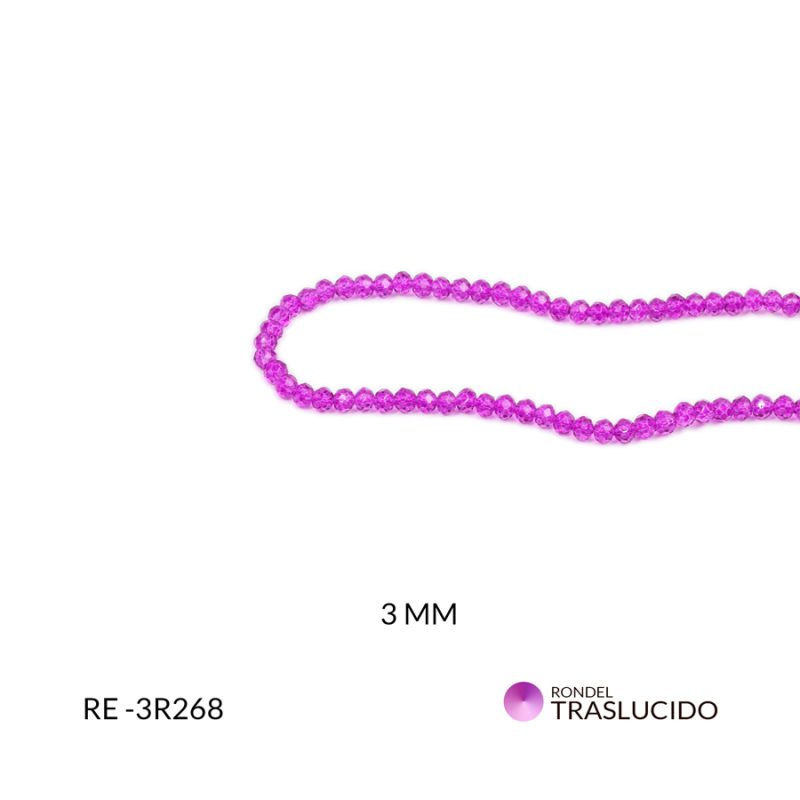 Rondel traslucido magenta 3mm / x sarta / Ref-3R268 / Ref-3R268