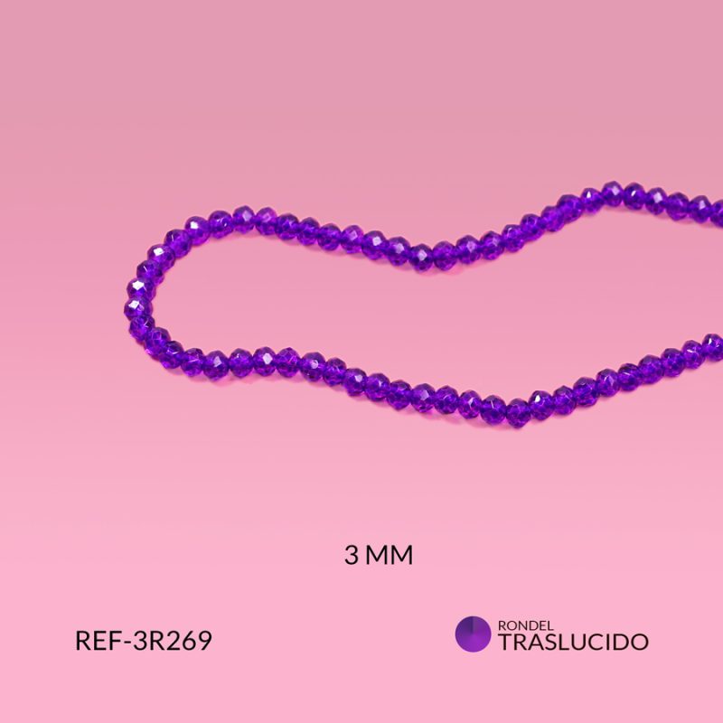 Rondel Traslucido morado oscuro 3mm / x sarta / Ref-3R269 / Ref-3R269