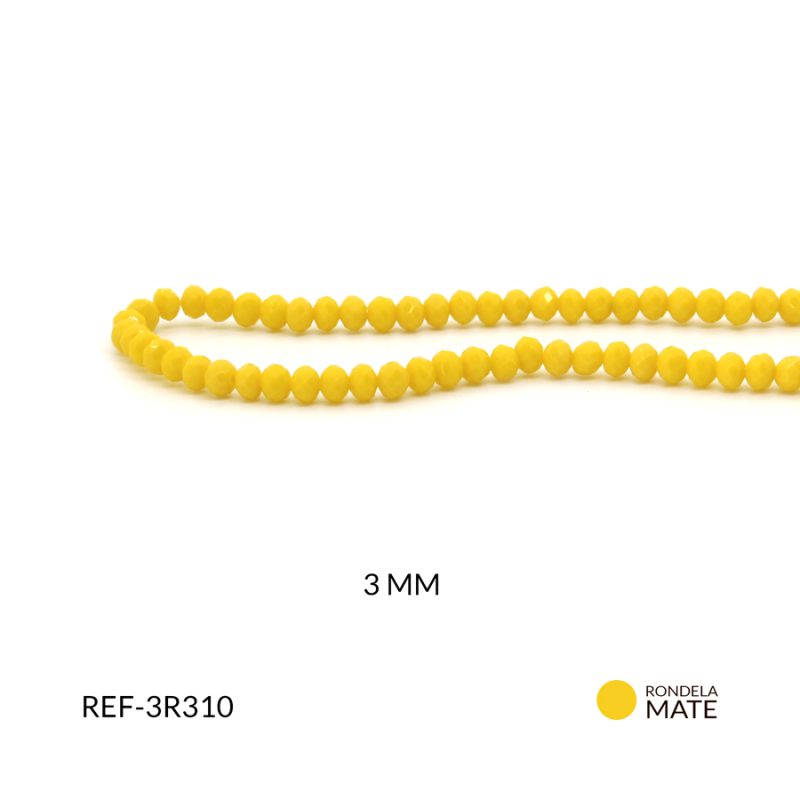 Rondela Mate 3 mm  color amarillo bandera / x sarta / Ref-3R310