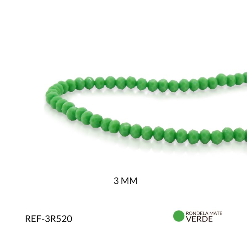 Rondela 3 mm color verde mate / x sarta / Ref-3R520