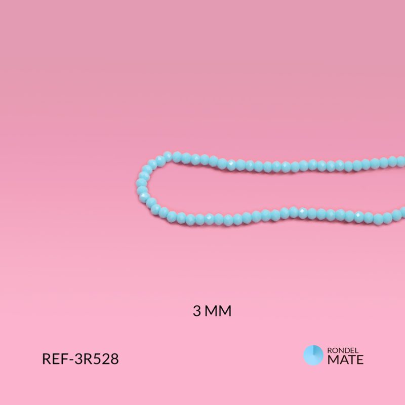 Rondel mate azul cielo 3mm / x sarta / Ref-3R528 / Ref-3R528