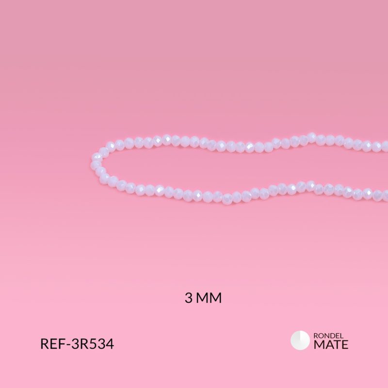 Rondel blanco mate boreal 3mm / x sarta / Ref-3R534 / Ref-3R534