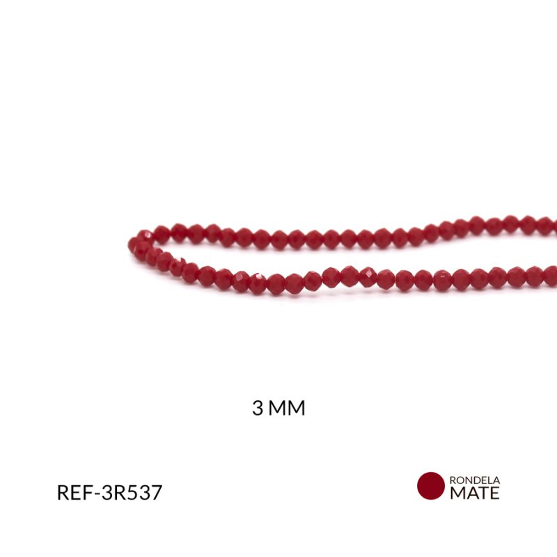 Rondela Mate 3mm Rojo bandera / x sarta / Ref-3R537 / Ref-3R537
