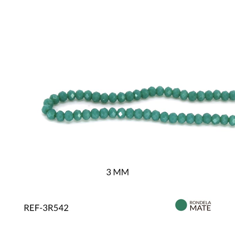 Rondela mate verde 3 mm / x sarta / Ref-3R542 / Ref-3R542