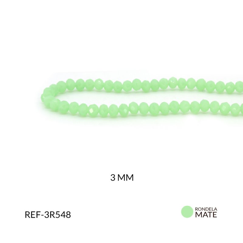 Rondela Mate hielo verde 3mm / x sarta / Ref-3R548