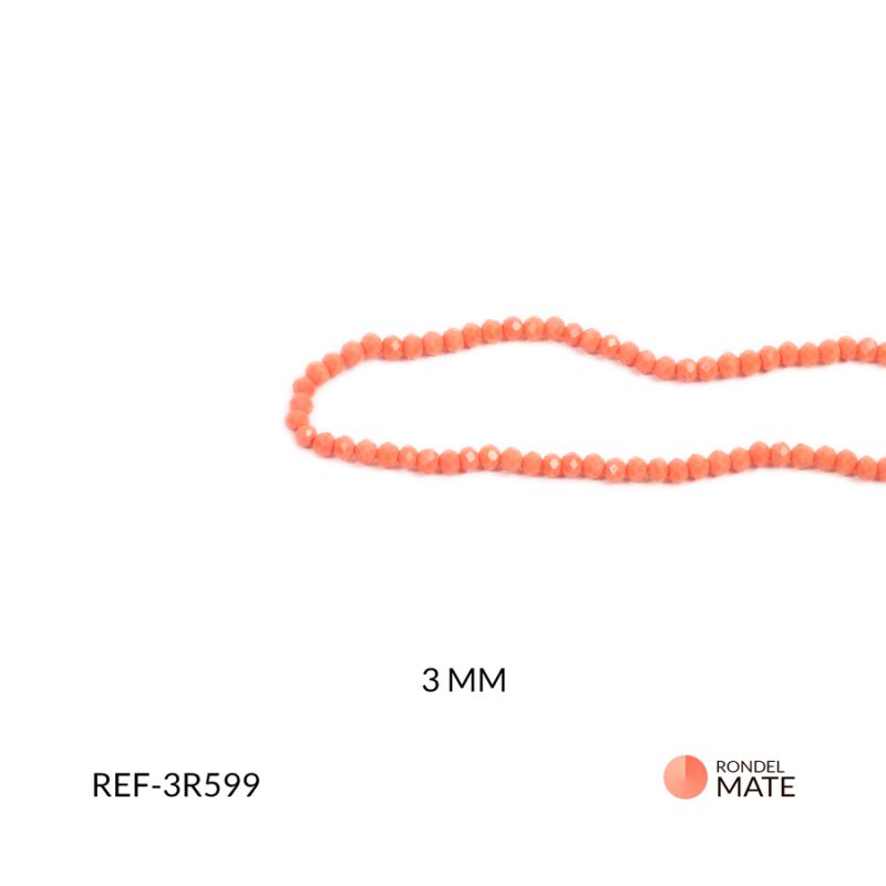 Rondel mate coral 3mm / x sarta / Ref-3R599 / Ref-3R599