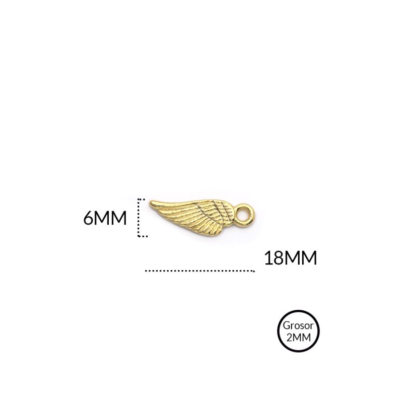 Dije zamak ala pequeña 6 x 18 mm / paquete x 3 unidades / Ref - 8220D
