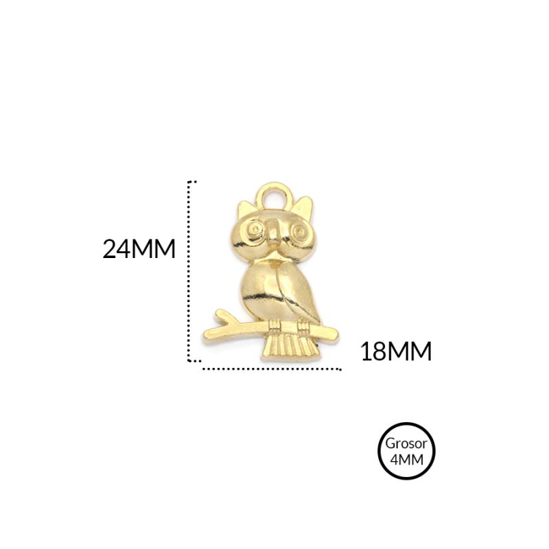 DIJE EN ZAMAK BUHO RAMA PEQUEÑO 24 X 18 MM / paquete x unidad / 8234D