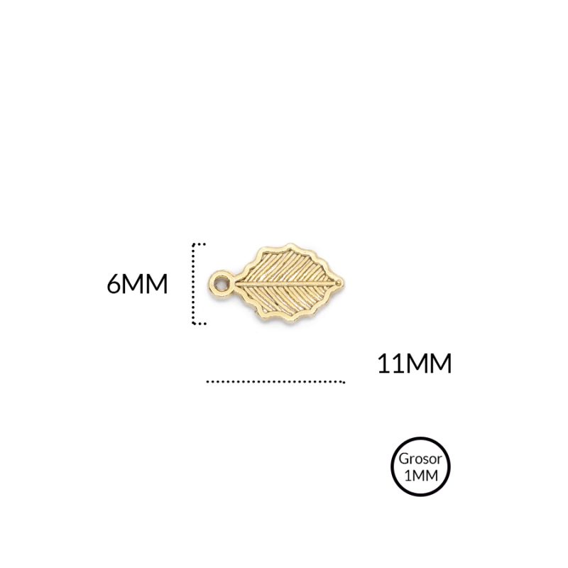 DIJE ZAMAK HOJA 6 X 11 MM / paquete x 6 und / REF-ZD0113D