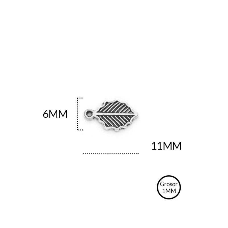 DIJE ZAMAK HOJA 6 X 11 MM / paquete x 12 und / ref - ZD0113N
