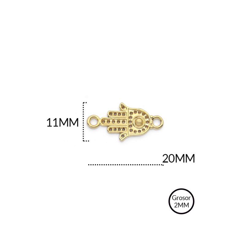 CENTRO PULSERA EN ZAMAK MANO HAMSA 11 X 20MM / paquete x 3 und / Ref-ZC0023D