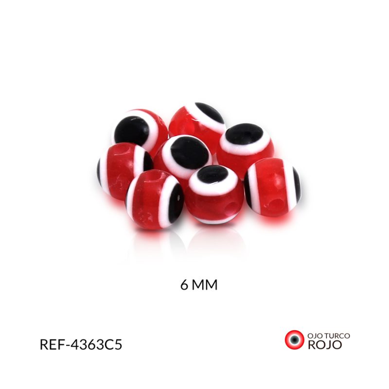 Ojo turco acrílico traslucido color rojo 6 mm / Paquete x 24 und / REF-4363C5