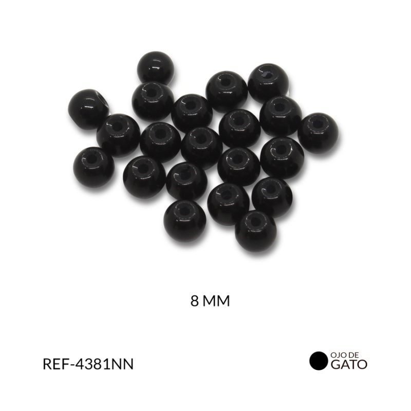 Ojo de gato vidrio negro brillo 8mm / paquete x 125 gramos / Ref-4381NN