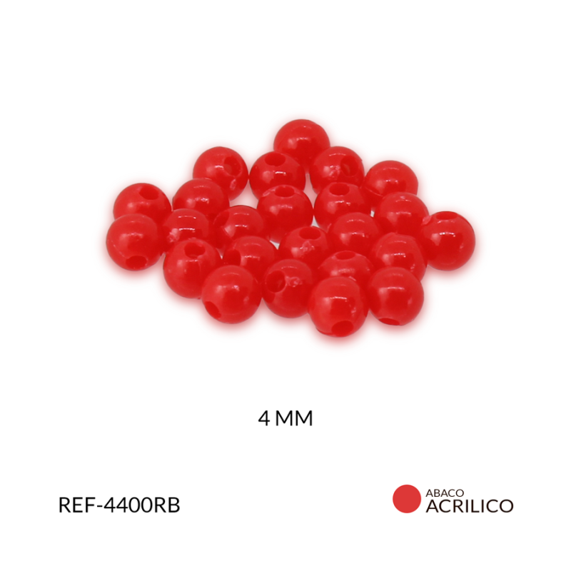 Abaco acrilico bola Rojo B 4mm / Paquete x 10 gramos / Ref-4400RB / Ref-4400RB