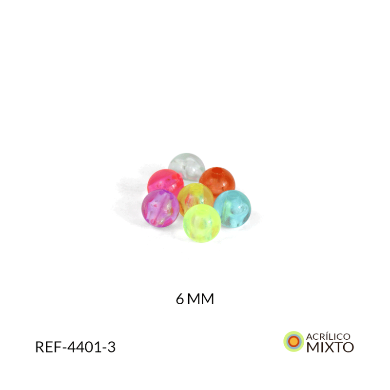 Abaco acrílico bola traslucido mixto 6mm  / paquete x 20 gramos / Ref-4401-3