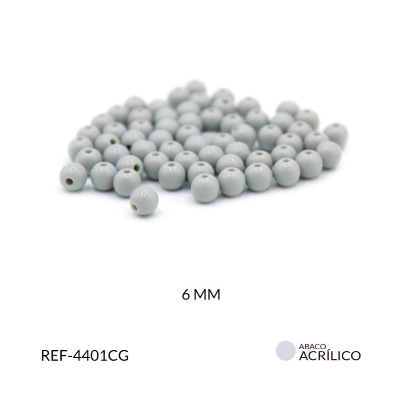 Abaco acrílico bola gris claro 6mm / paquete x 20 gramos / Ref-4401CG