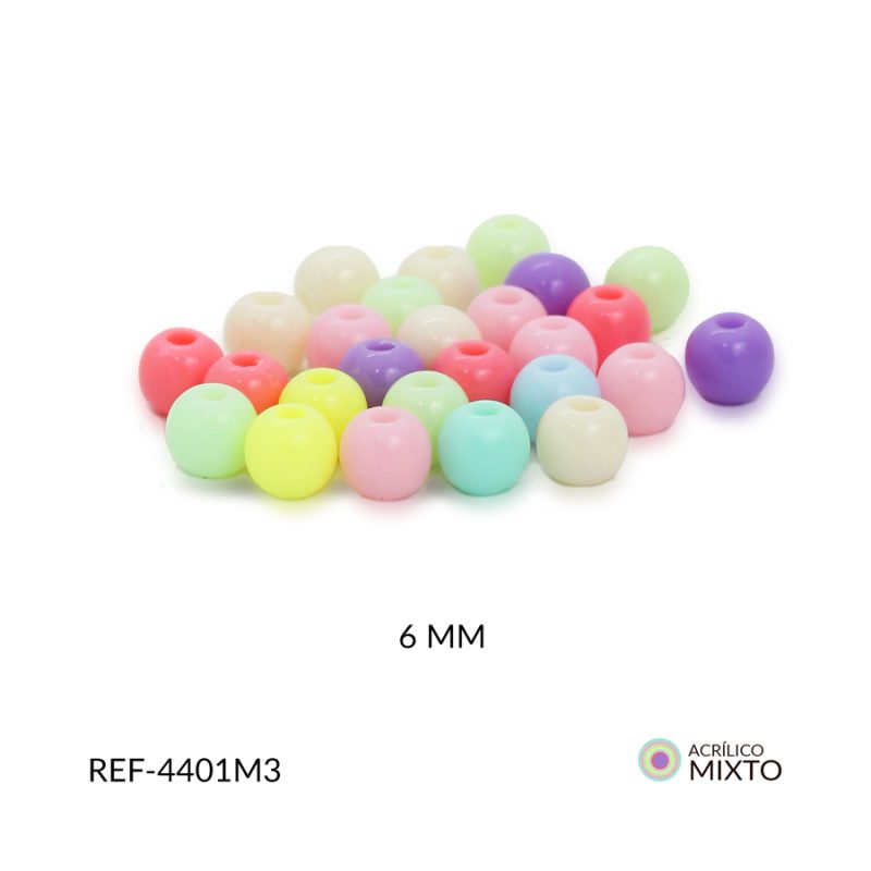 Abaco acrílico bola mixto pastel 6mm / paquete x 20 gramos / Ref-4401M3