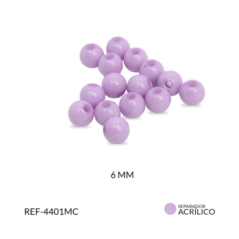 Abaco acrílico bola color morado claro 6 mm / Paquete x 20 gramos / REF-4401MC
