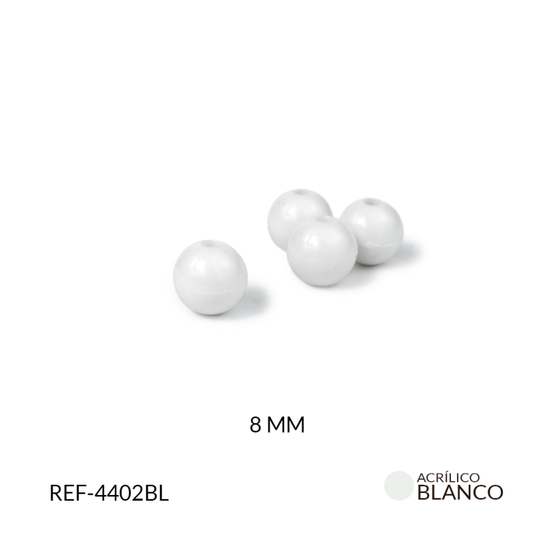 ABACO ACRILICO BOLA BLANCO L 8MM / paquetes x 20 gramos / REF-4402BL