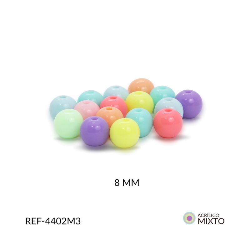 Abaco acrílico bola mixto pastel 8mm