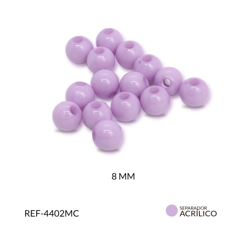 Abaco acrílico bola color morado claro 8 mm / Paquete x 20 grm / REF-4402MC