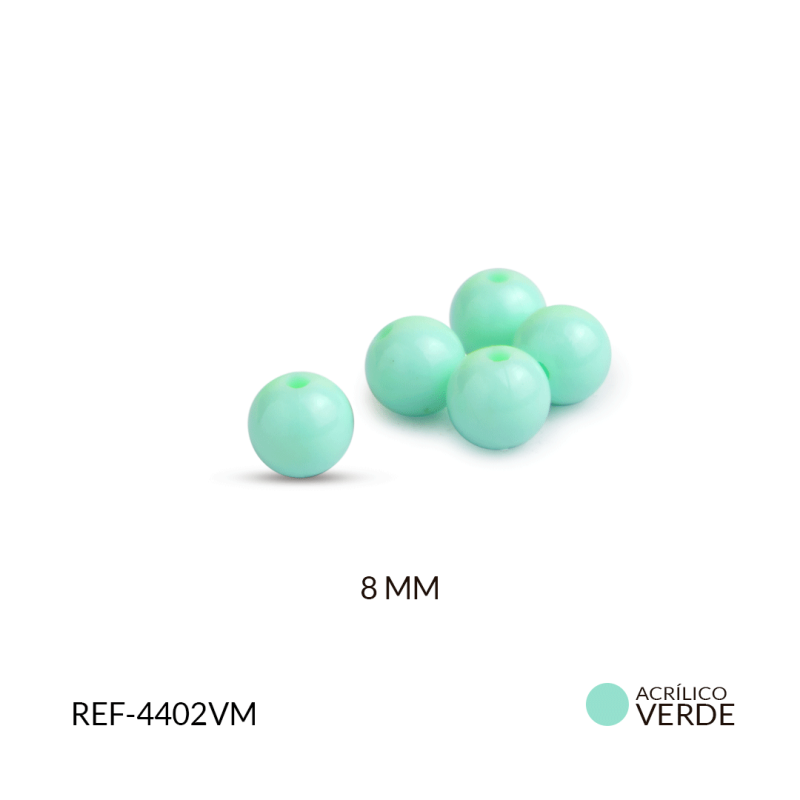 ABACO ACRILICO BOLA VERDE 8MM / paquete x 20 grm / REF-4402VM