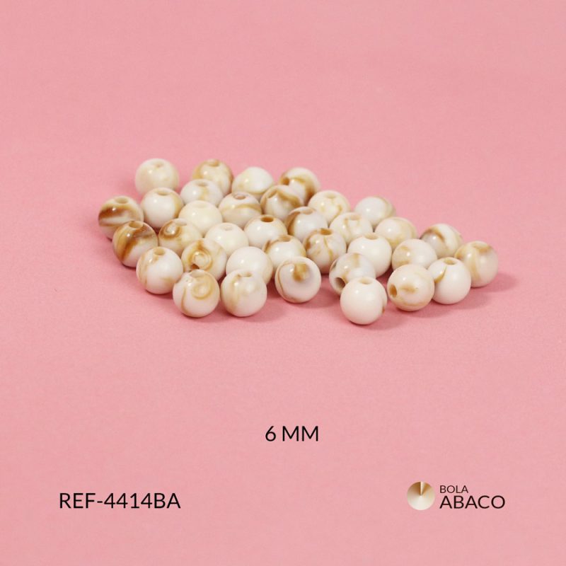 Bola Abaco brillante nube beige almendra 6mm / paquete x 20 gramos / Ref-4414BA / Ref-4414BA