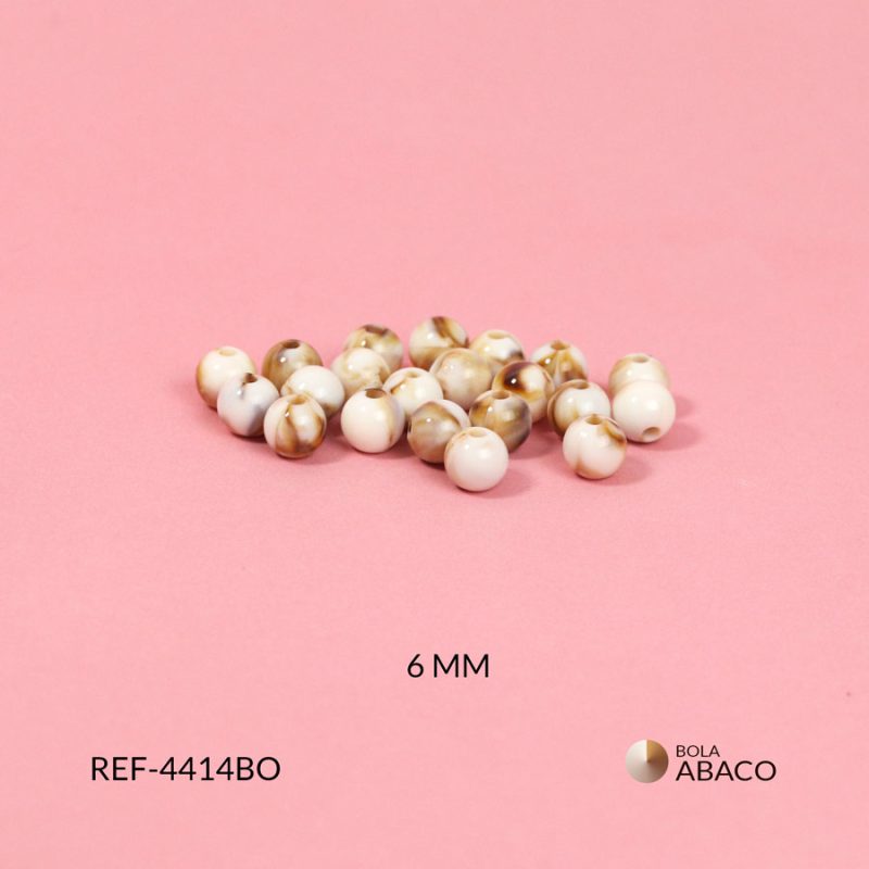 Bola Abaco brillante nube beige oscuro 6mm / paquete x 20 gramos / Ref-4414BO / Ref-4414BO