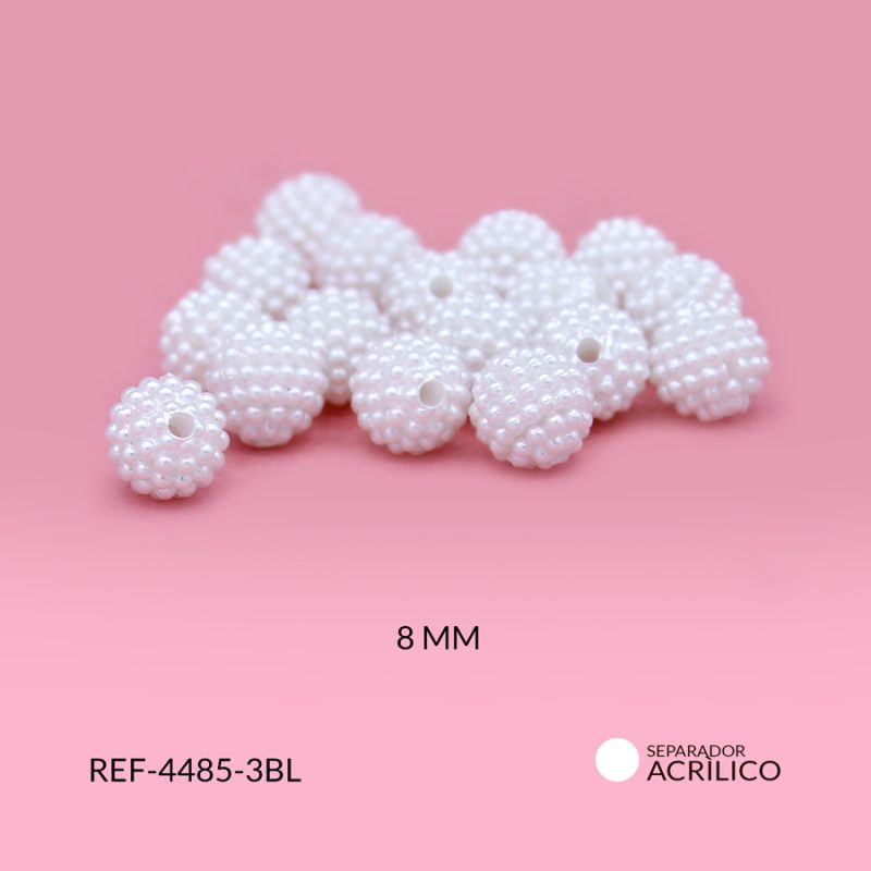 Perla acrílico agrupada 8mm blanca / paquete x 10 gramos / Ref-4485-3BL