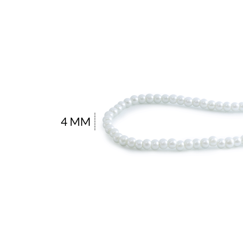 Perla de vidrio redonda 4mm color blanco / x sarta / Ref-4791C1 / Ref-4791C1