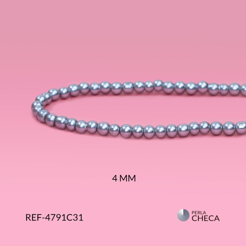 Perla vidrio redondo gris 4mm / x sarta / Ref-4791C31 / Ref-4791C31