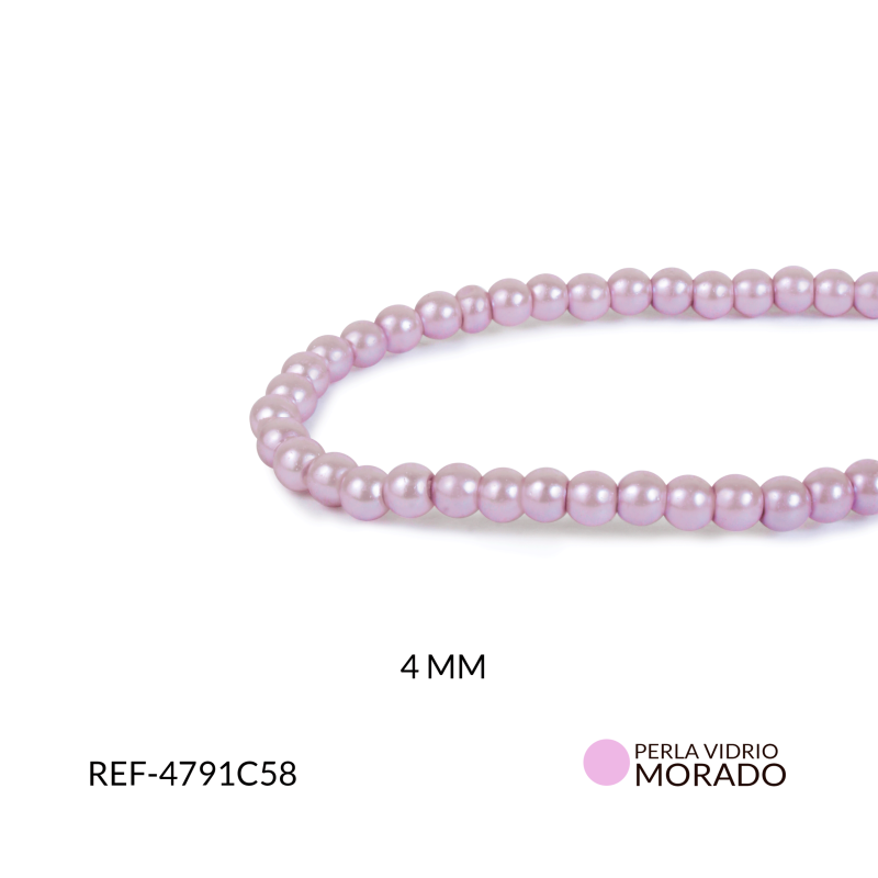 Perla vidrio redonda 4 mm morado lila / x sarta / Ref-4791C58