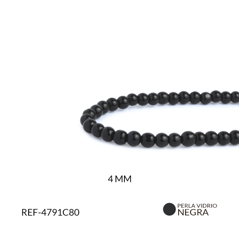 Perla vidrio redonda 4 mm color negro / x sarta / Ref-4791C80 / Ref-4791C80