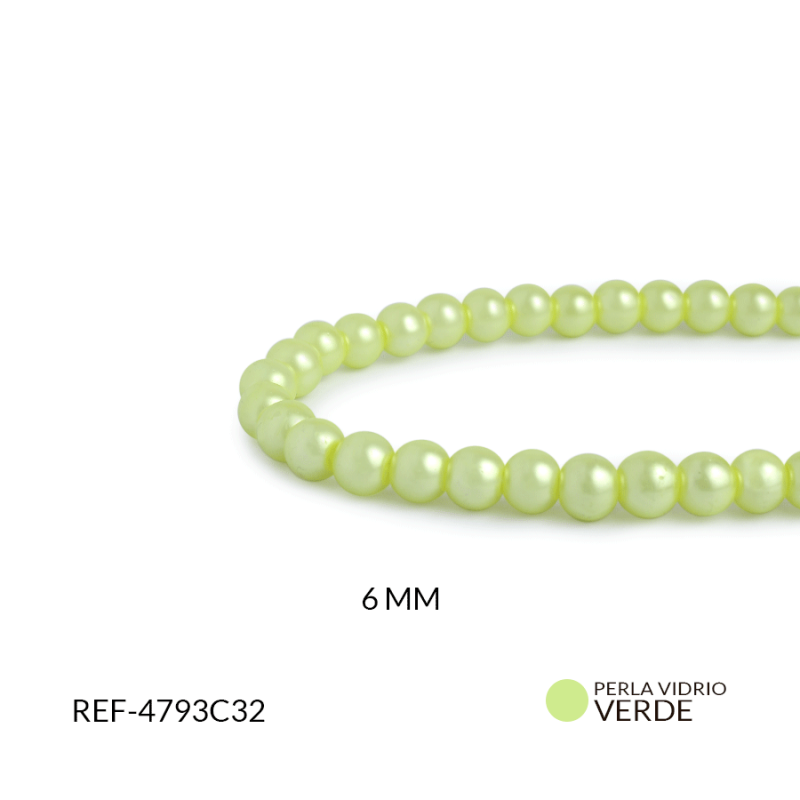 PERLA VIDRIO REDONDA 6MM VERDE / SARTA x 160 und aprox / Ref-4793C32