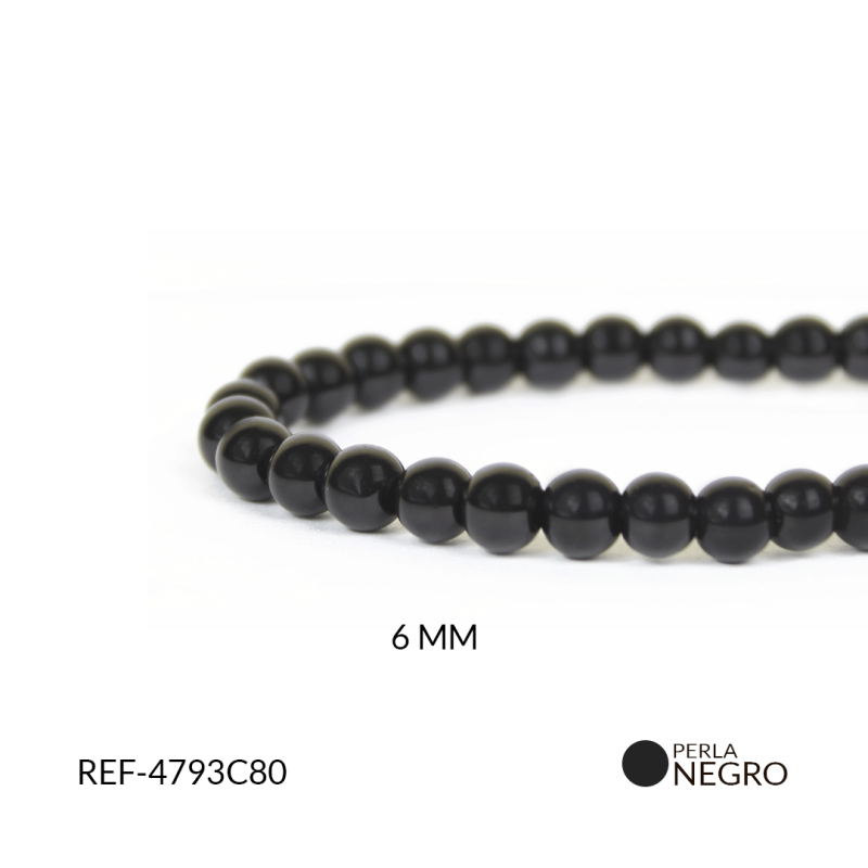 Perla vidrio redondo negra 6MM / x sarta / Ref-4793C80 / Ref-4793C80