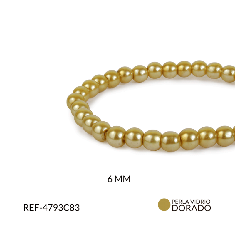 PERLA VIDRIO REDONDA 6 MM DORADO / SARTA x 160 und aprox / Ref-4793c83