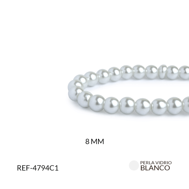 Perla vidrio redonda 8 mm color blanco / x sarta / Ref-4794C1 / Ref-4794C1