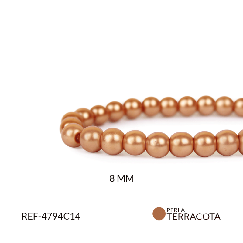REF-4794C14Perla vidrio redonda 8 mm color terracota / x sarta / REF-4794C14