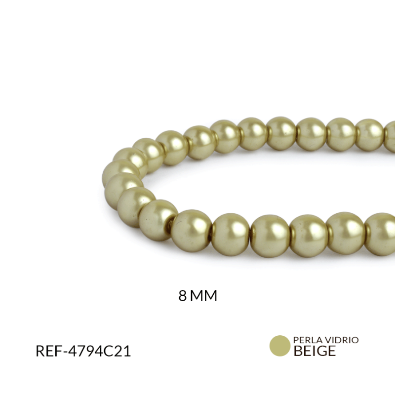 Perla vidrio redonda 8 mm color beige / x sarta / Ref-4794C21