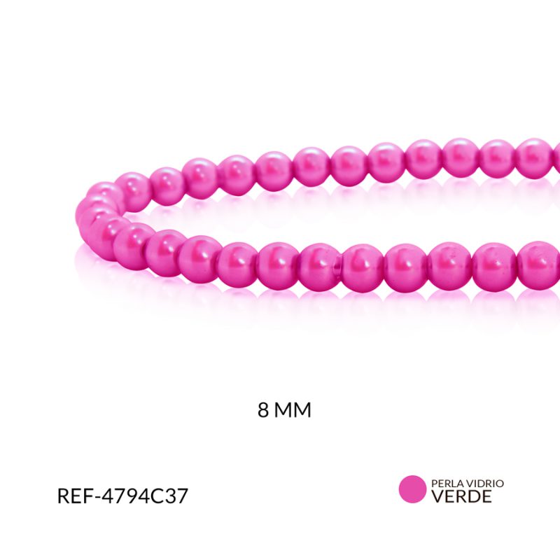 Perla vidrio redonda 8mm fucsia / x sarta / Ref-4794C37